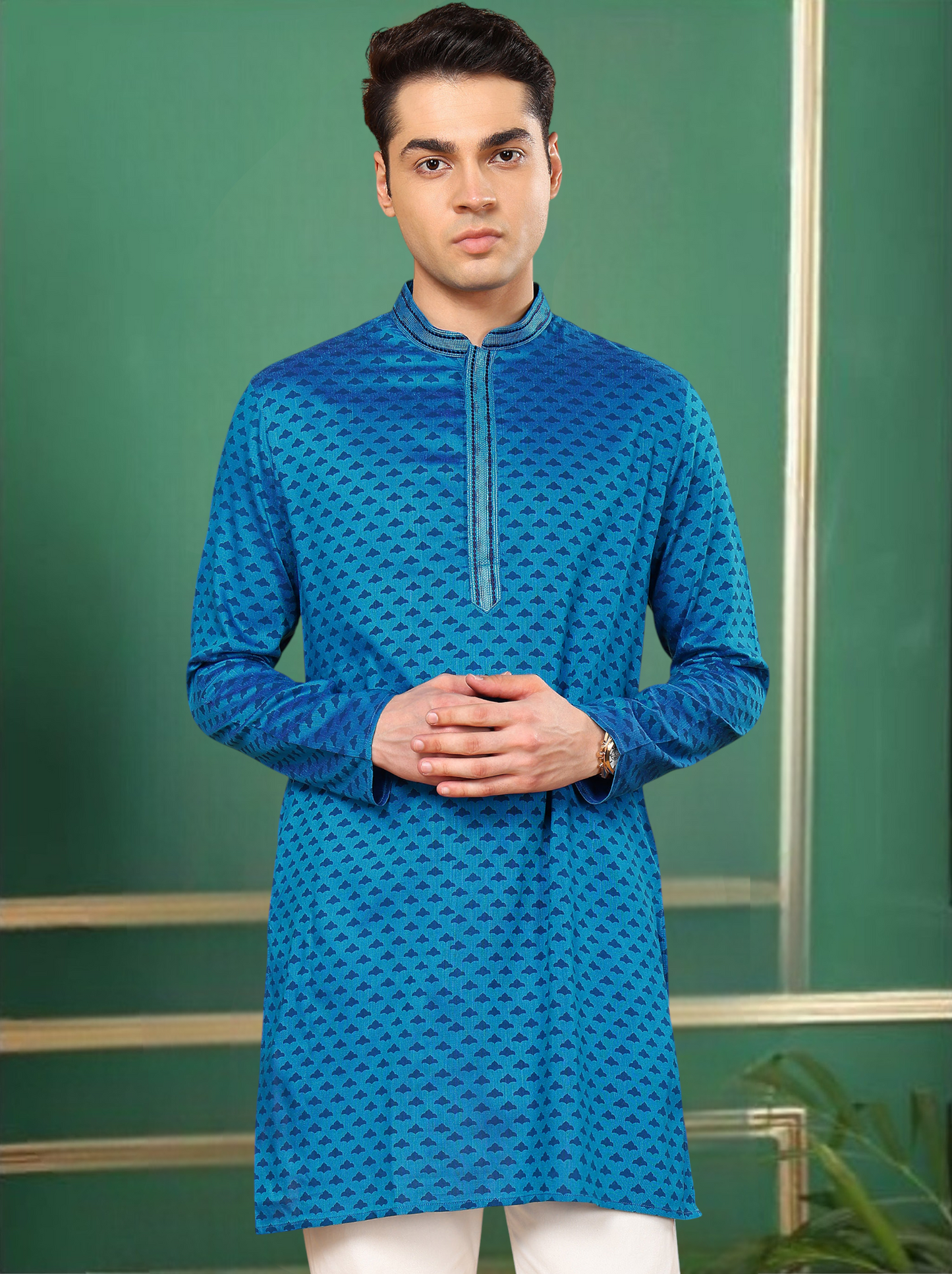 Tattva Men Geometric Printed Short Kurta