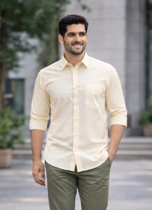 Tattva Men Solid Premium Polyester Casual Shirt