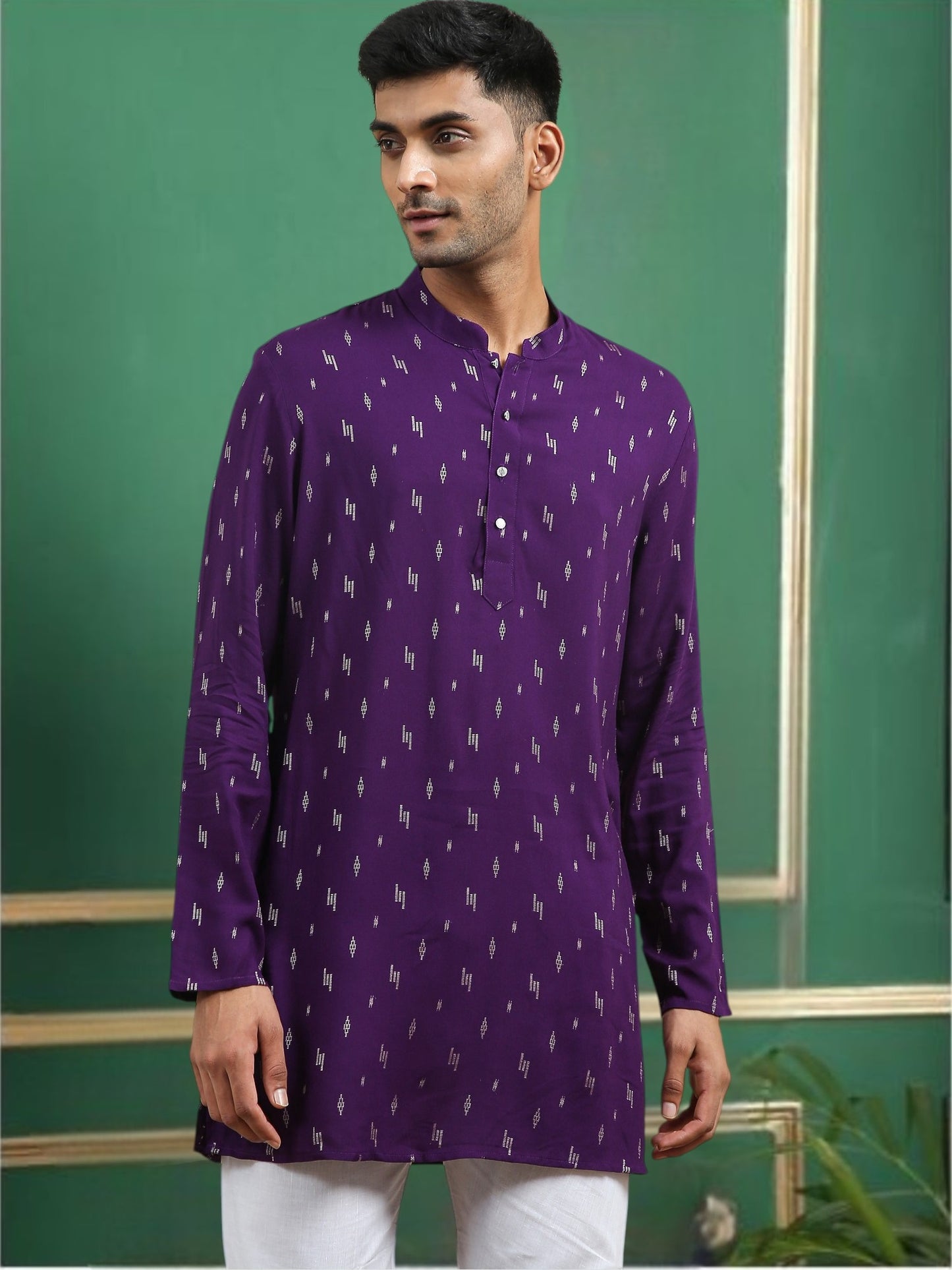 Tattva Violet Toned Printed Cotton Short Kurta