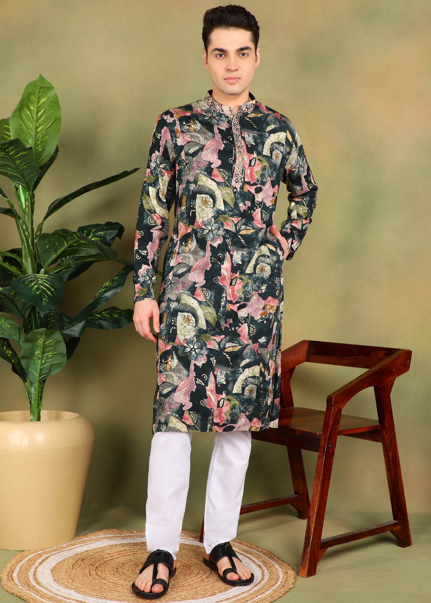 Tattva Men Abstract Printed Kurta Pyjama Set