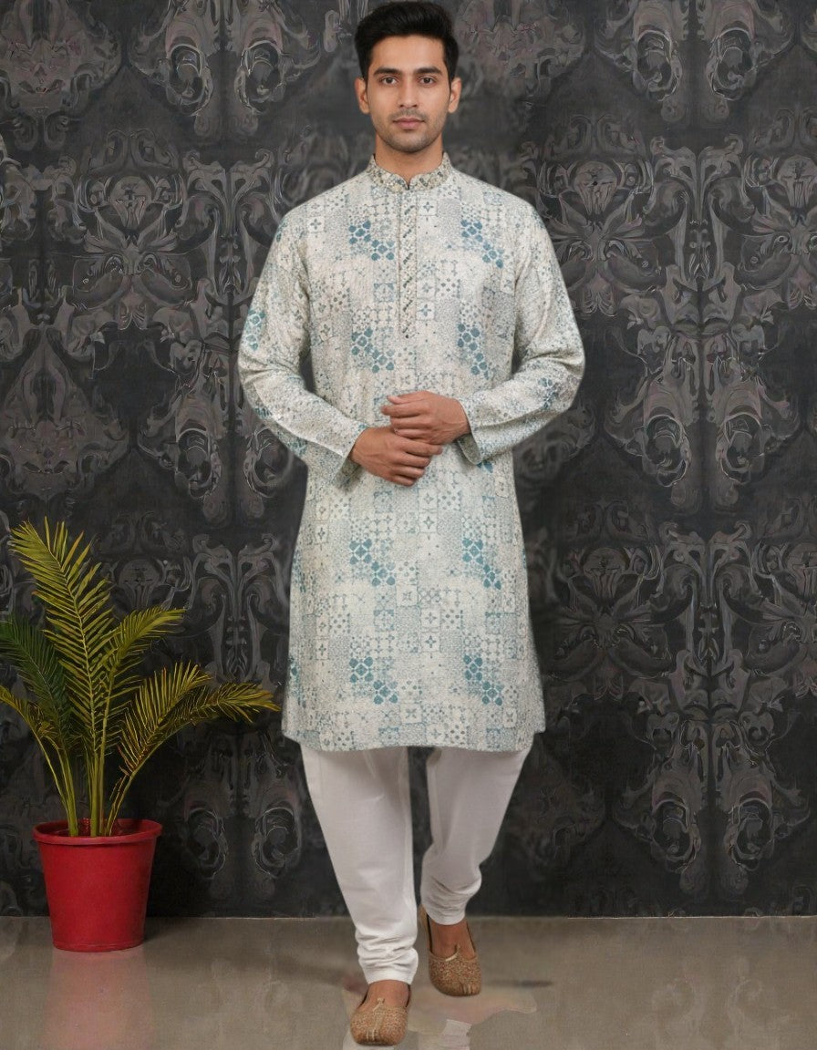 Tattva Men Sequined Threadwork Kurta with Pyjama