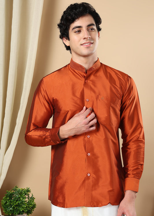 Tattva Men Copper Solid Shirt