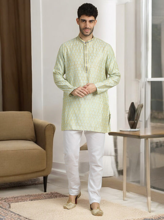 Tattva  Men Woven Design Cotton Blend Straight Kurta