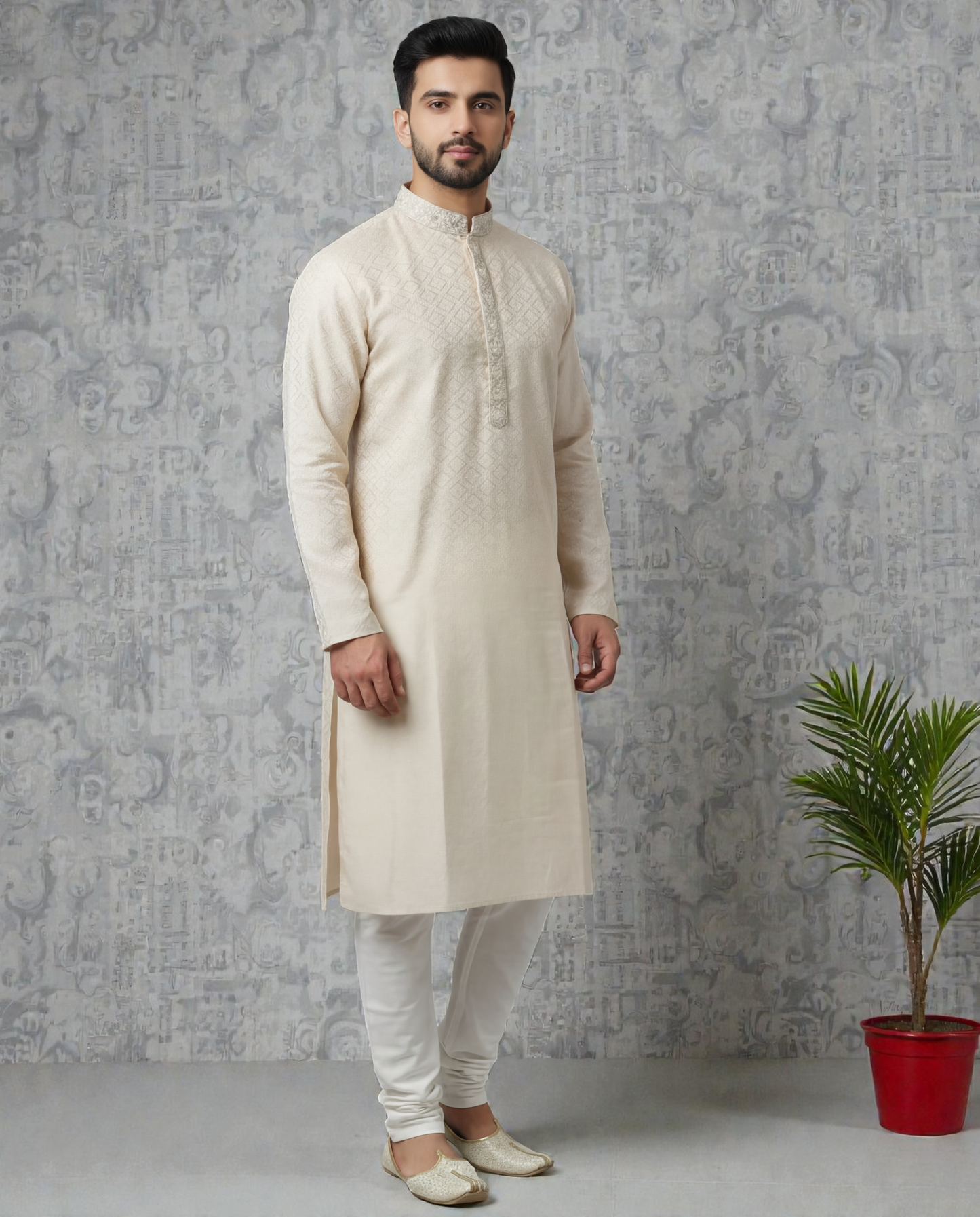 Tattva Men Regular Sequinned Kurta with Pyjamas