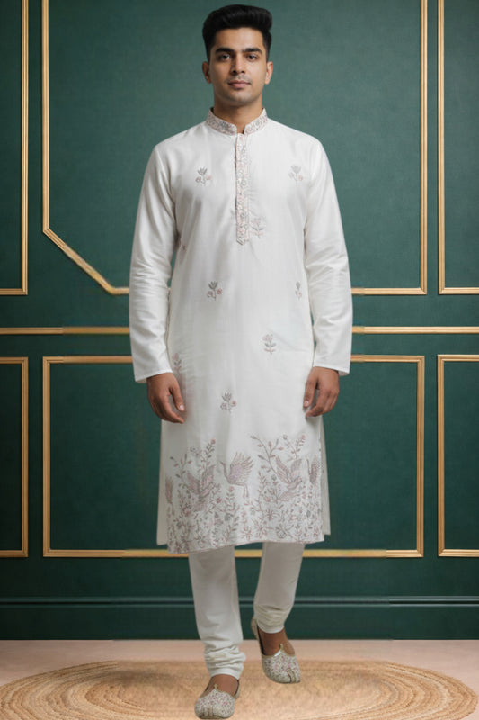 Tattva Men Embroidered Threadwork Kurta with Pyjama