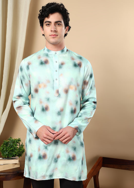 Tattva Blue Toned Printed Short Kurta