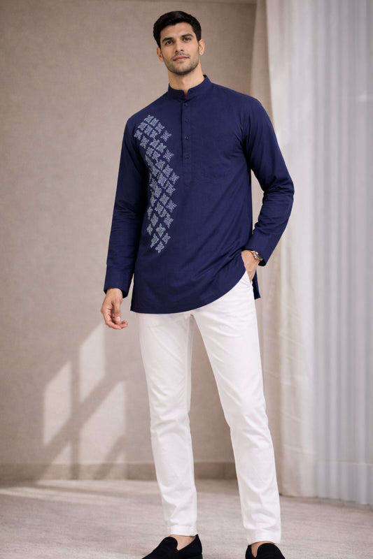 Tattva Men Premium Cotton Printed Straight Kurta