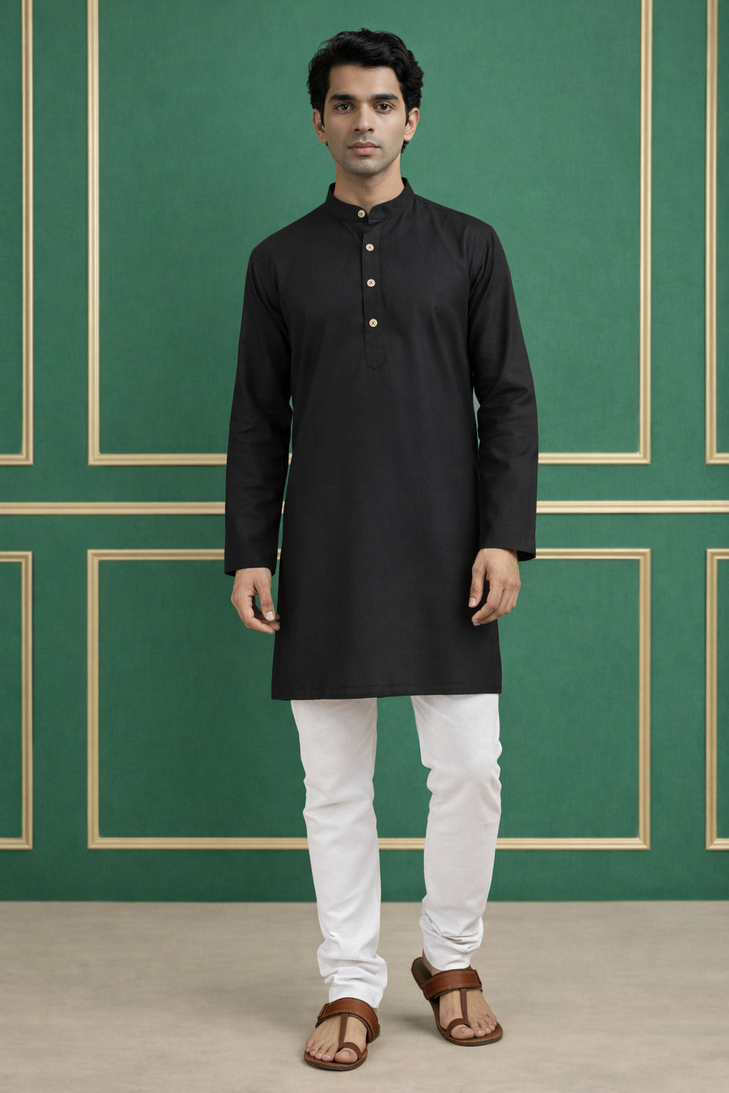 Tattva Men Premium Cotton Solid Straight Kurta
