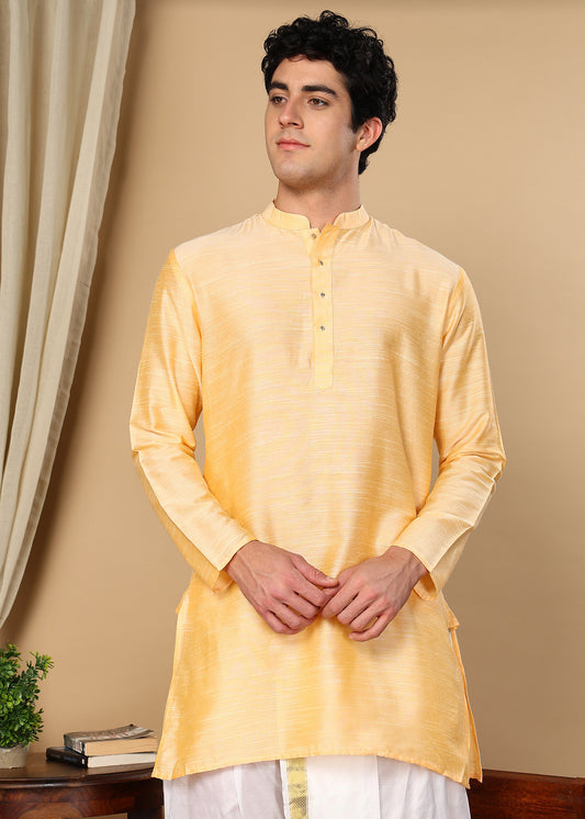 Tattva Yellow Toned Solid Short Straight Kurta