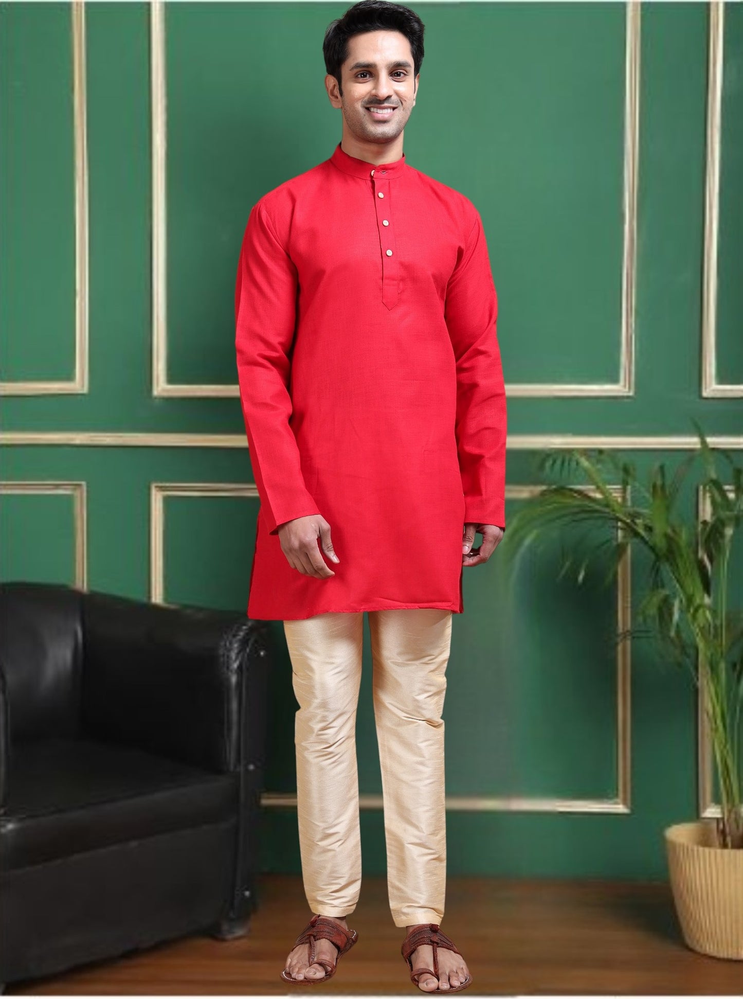 Tattva Solid Mandarin Collar Short Kurta