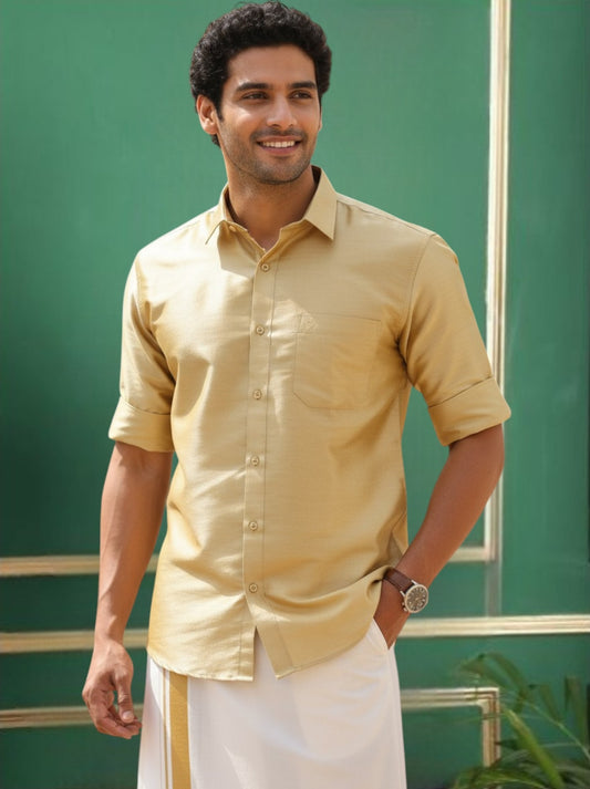 Tattva Men Regular Fit Solid Spread Collar Festive Shirt