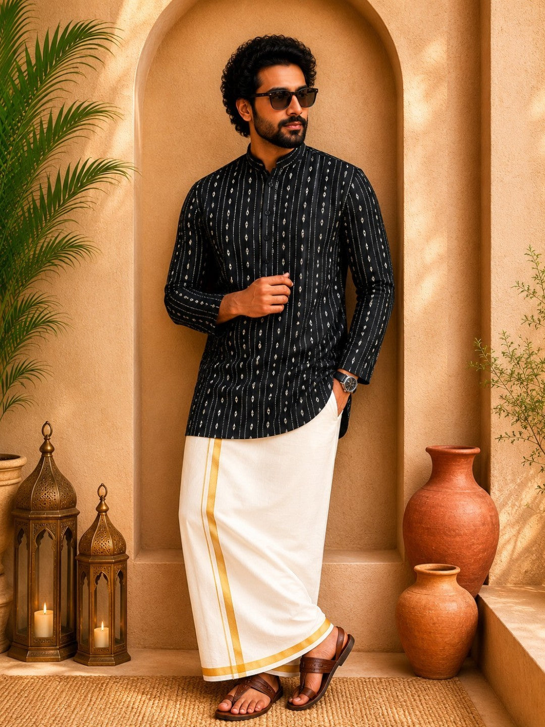 Tattva Woven Design Thread Work Super Short Kurta