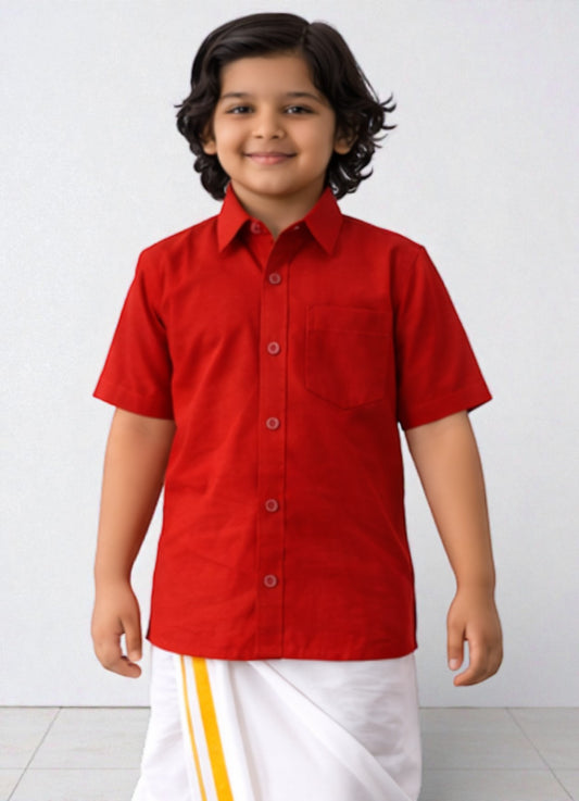 TATTVA Boys Solid Cotton Half Sleeves Shirt