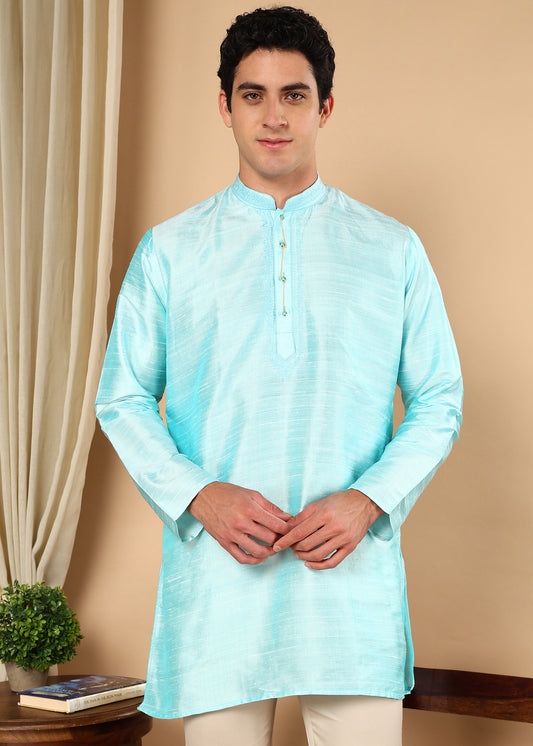 Tattva Men Solid Short Silk Kurta