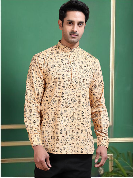 Tattva Men Printed Super Short Kurta