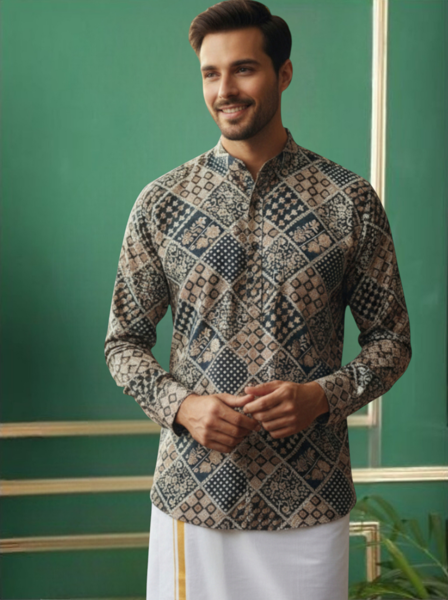 Tattva Men Printed Super Short Kurta