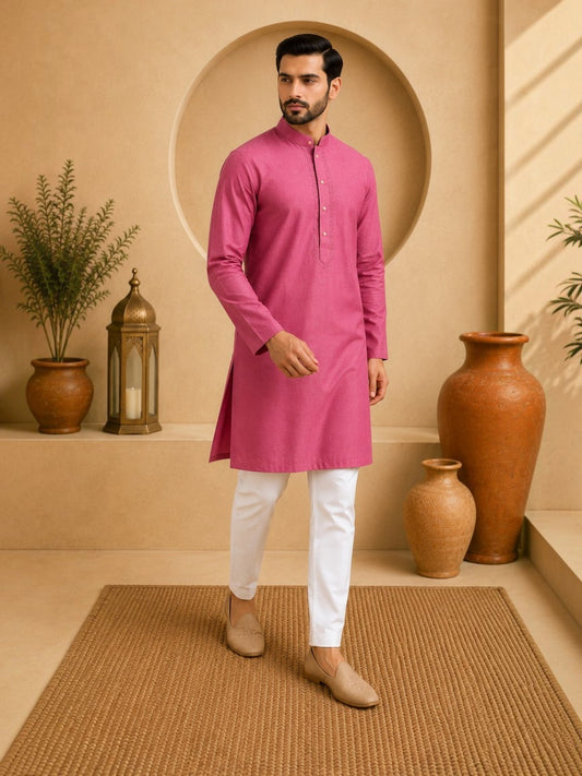 Tattva Men Embroidered Solid Short Kurta