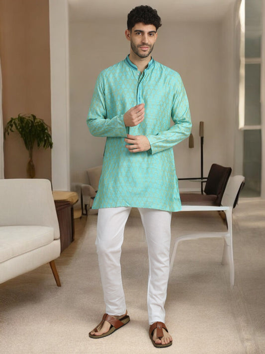 Tattva Men Woven Design Cotton Blend Straight Kurta