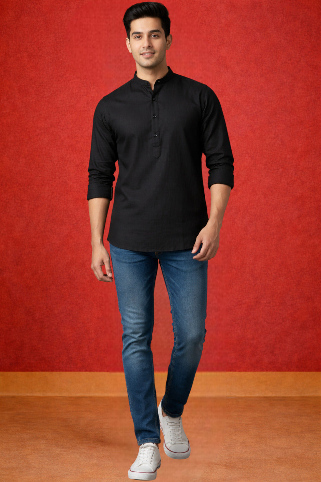 Tattva Men Premium Cotton Printed Straight Kurta