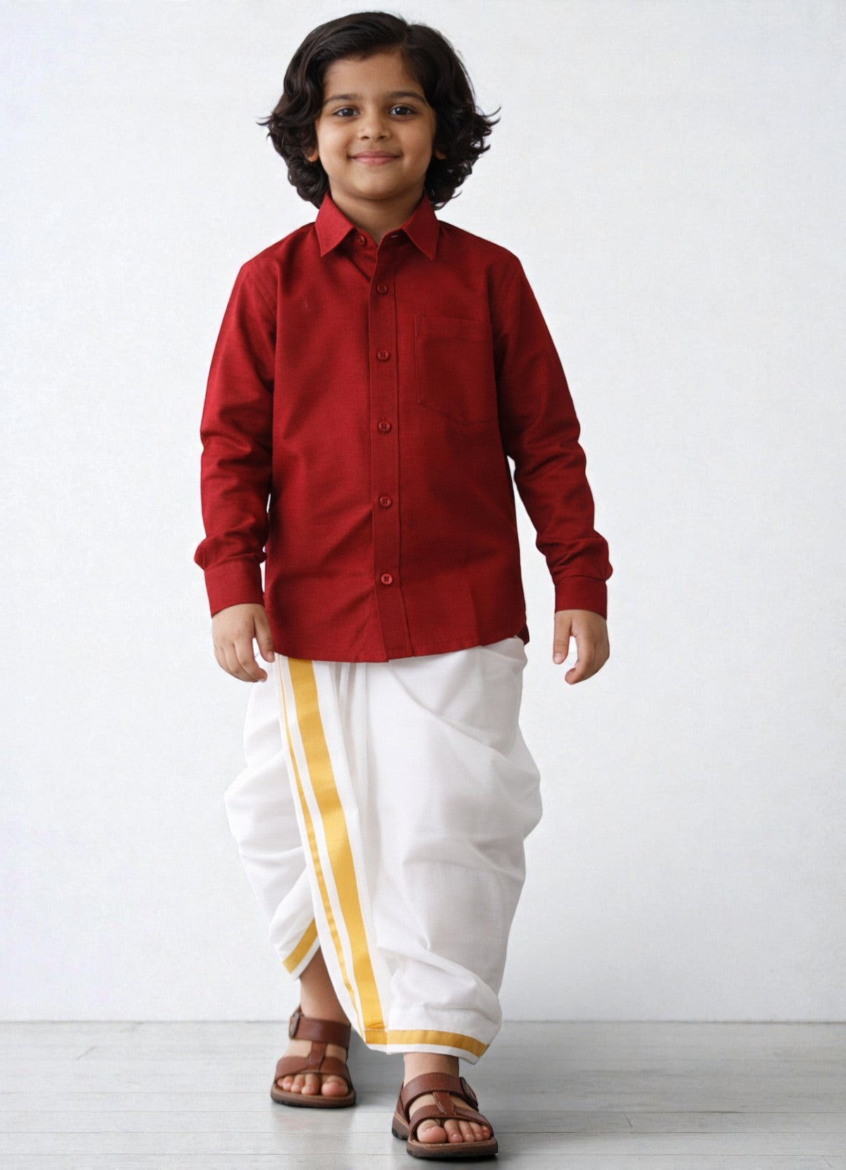 TATTVA Boys Solid Cotton Full Sleeves Shirt
