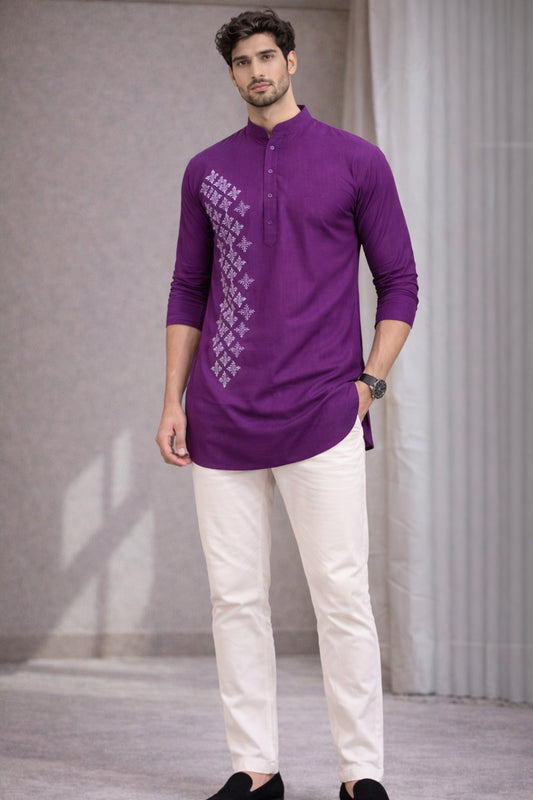 Tattva Men Premium Cotton Printed Straight Kurta