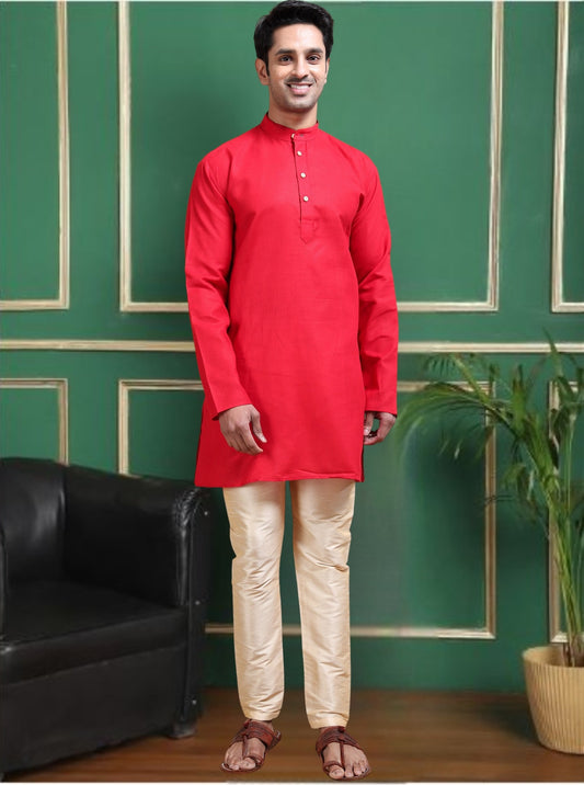 Tattva Solid Mandarin Collar Short Kurta