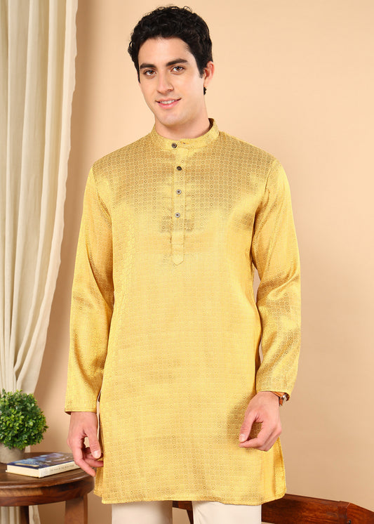 Tattva Men Woven Design Short Kurta
