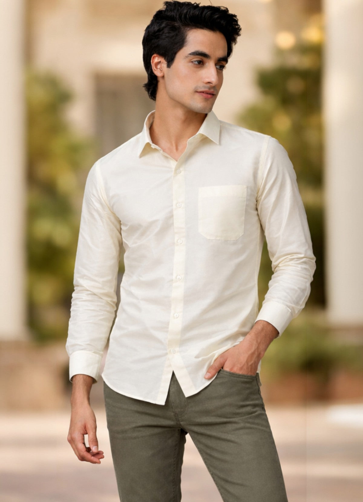 Tattva Men Solid Premium Polyester Casual Shirt