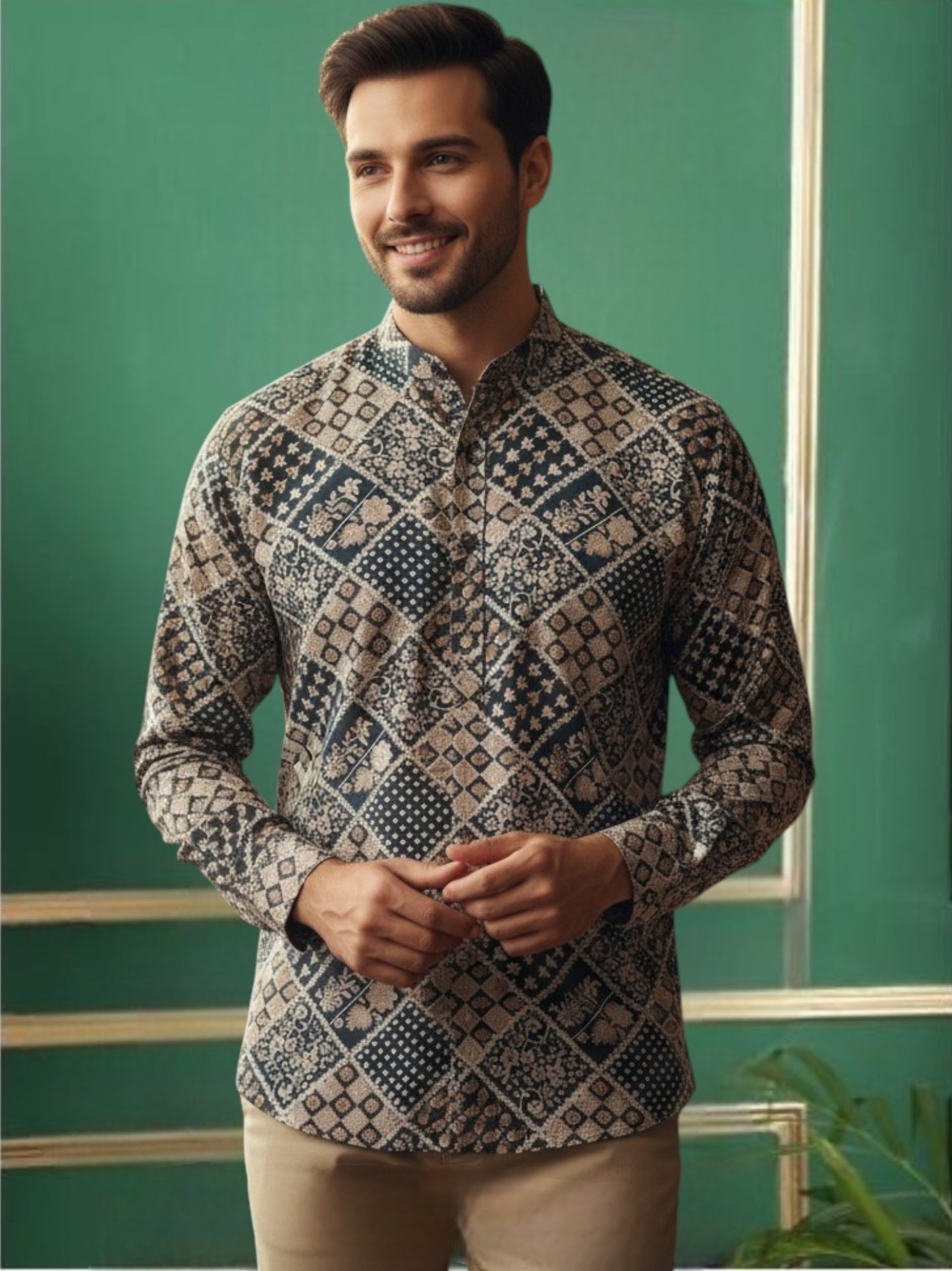 Tattva Men Printed Super Short Kurta