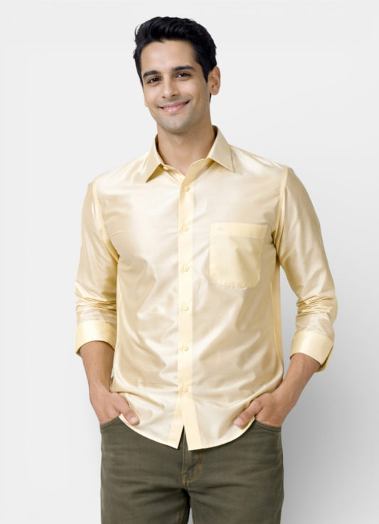Tattva Men Solid Premium Polyester Casual Shirt