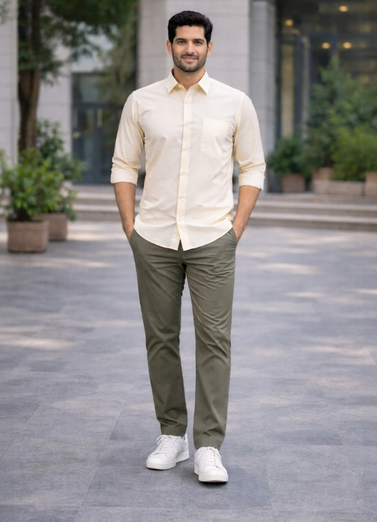 Tattva Men Solid Premium Polyester Casual Shirt