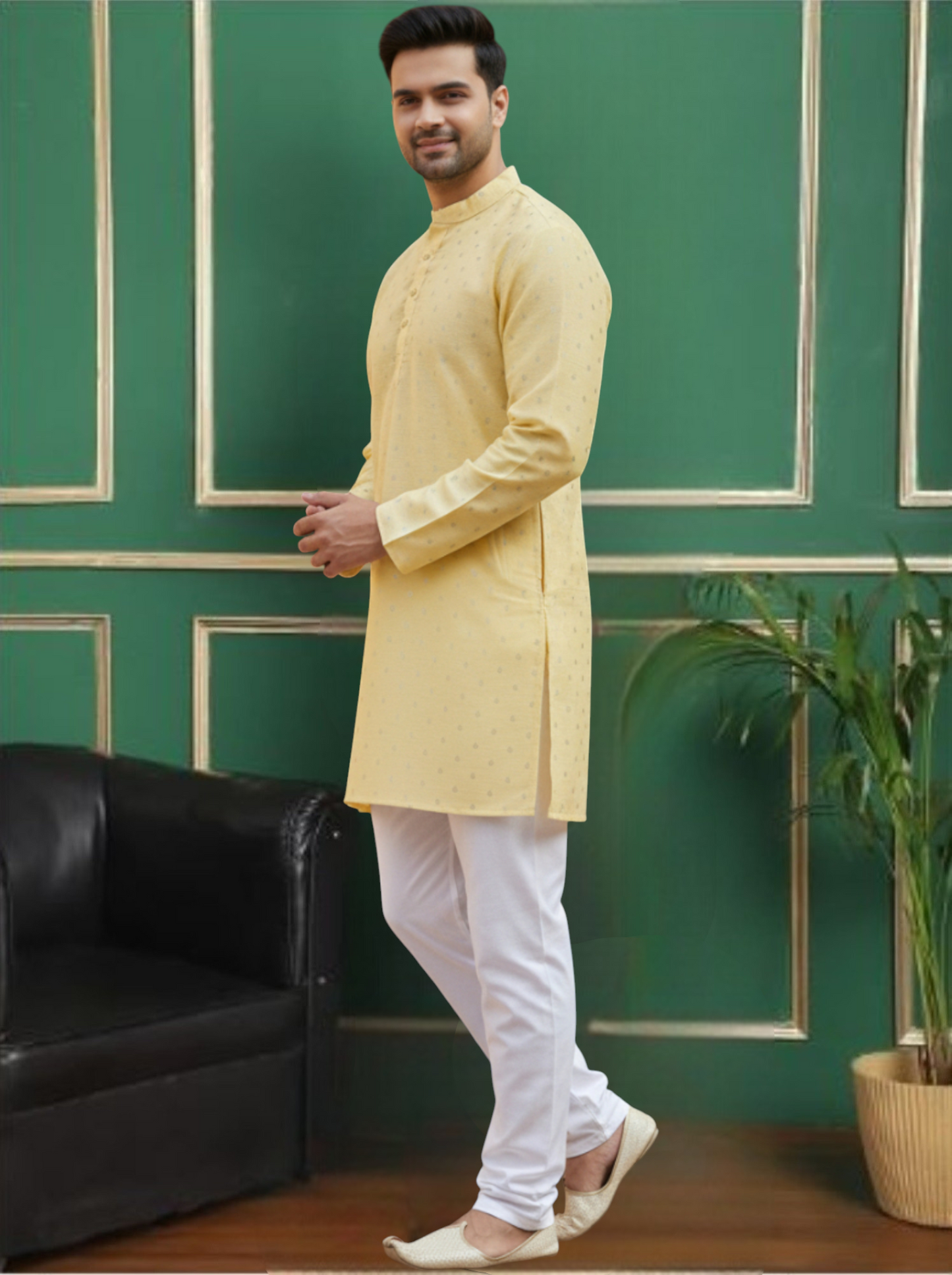 Tattva Men Ethnic Motif Straight Short Kurta