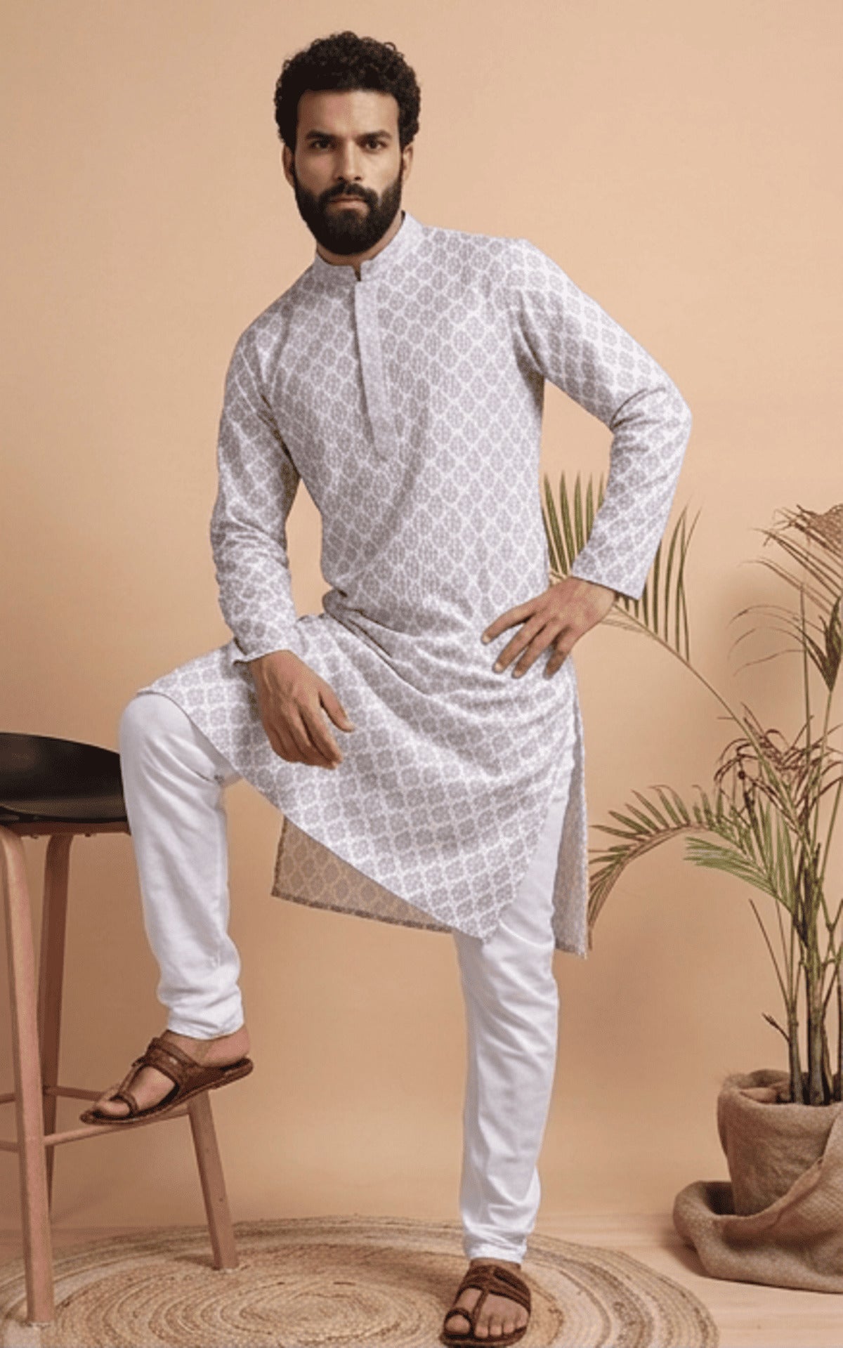 Tattva Sequined Woven Design Long Kurta