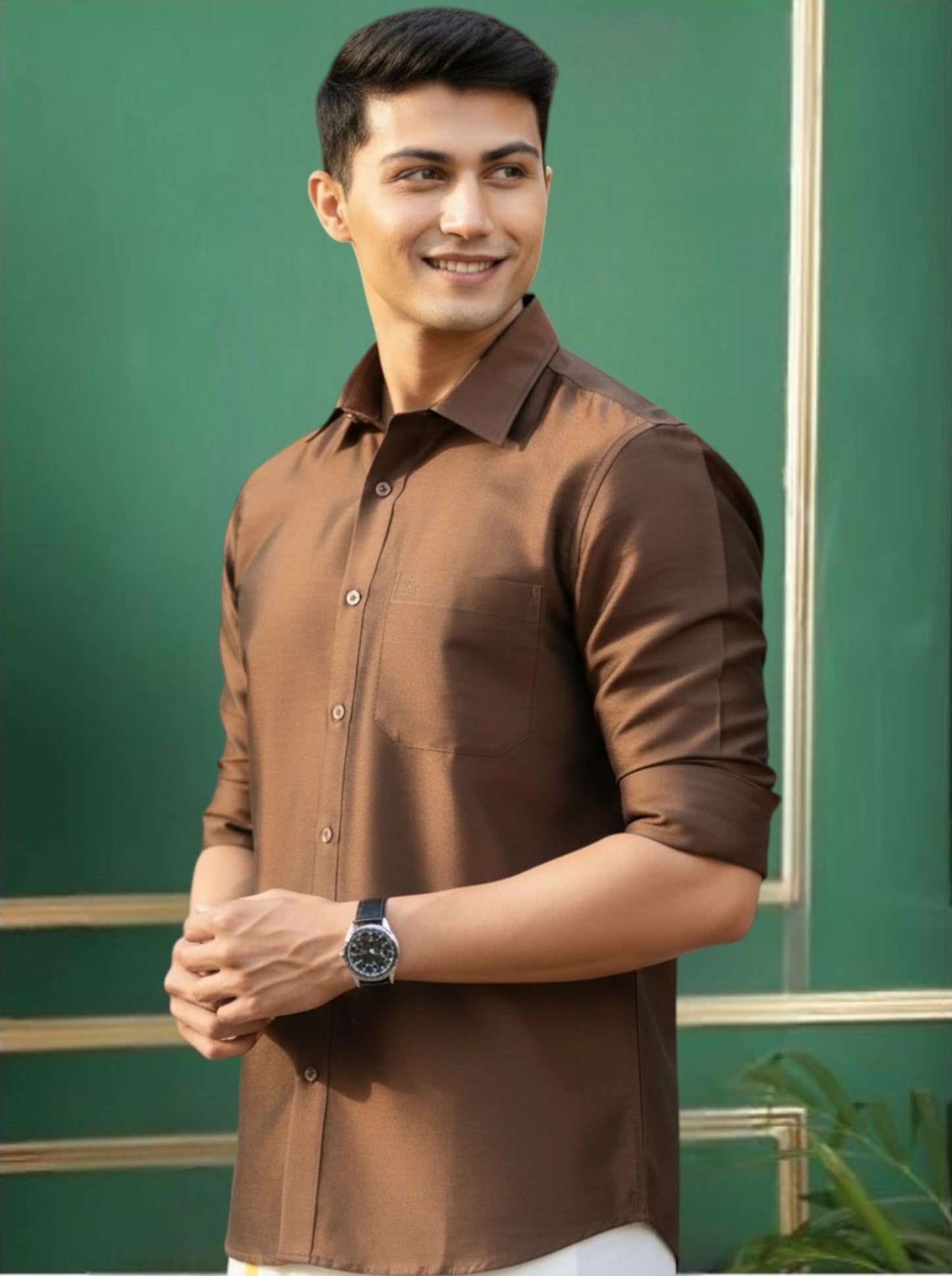 Tattva Mens Coffee Solid Shirt