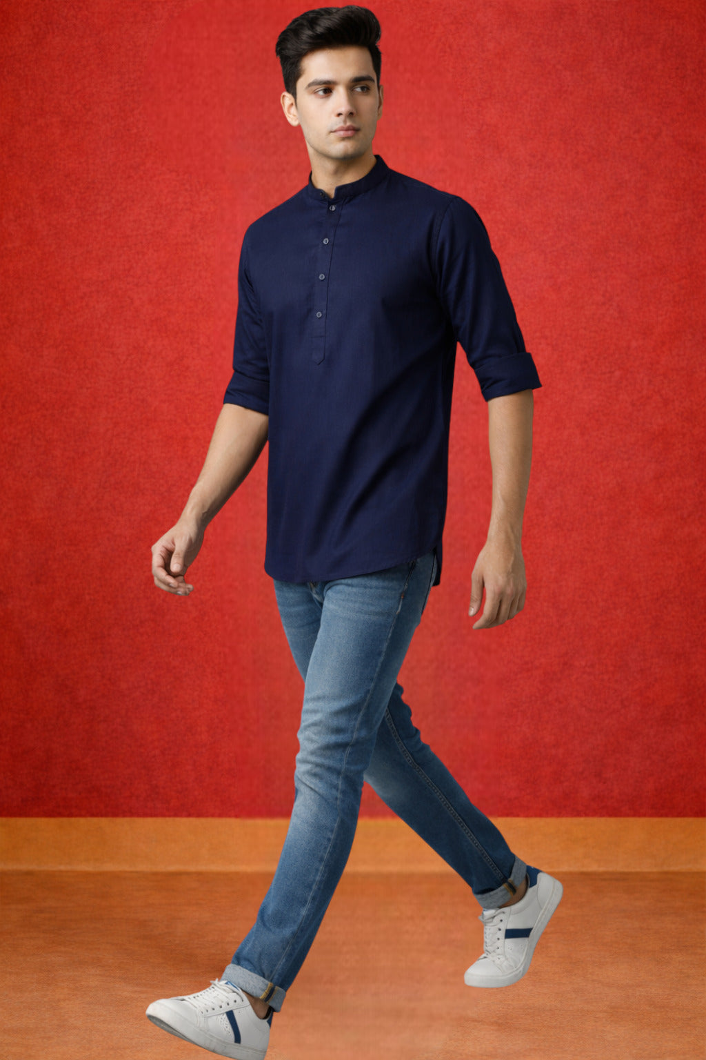 Tattva Men Premium Cotton Printed Straight Kurta