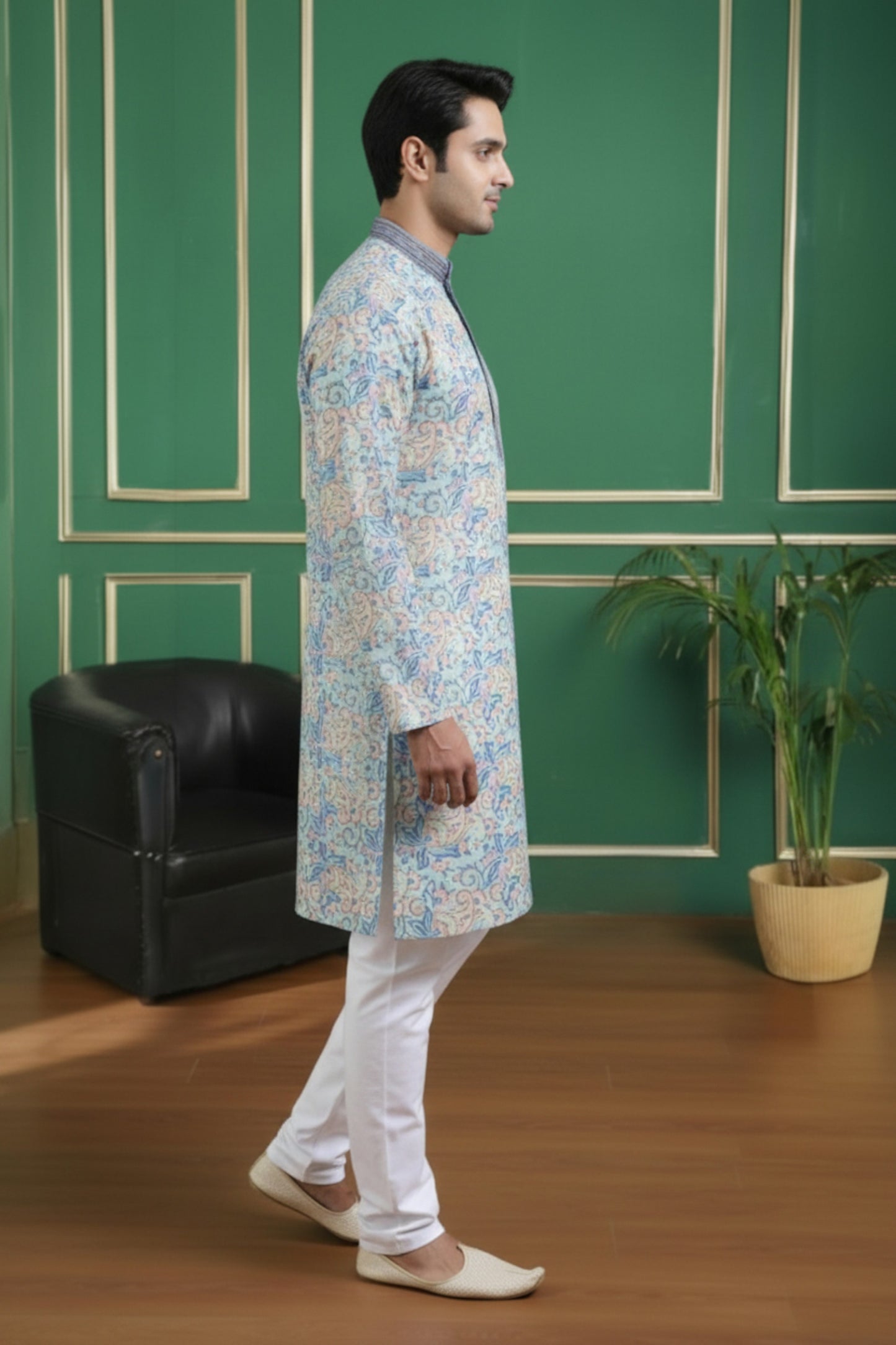 Tattva Men Applique Threadwork Short Kurta