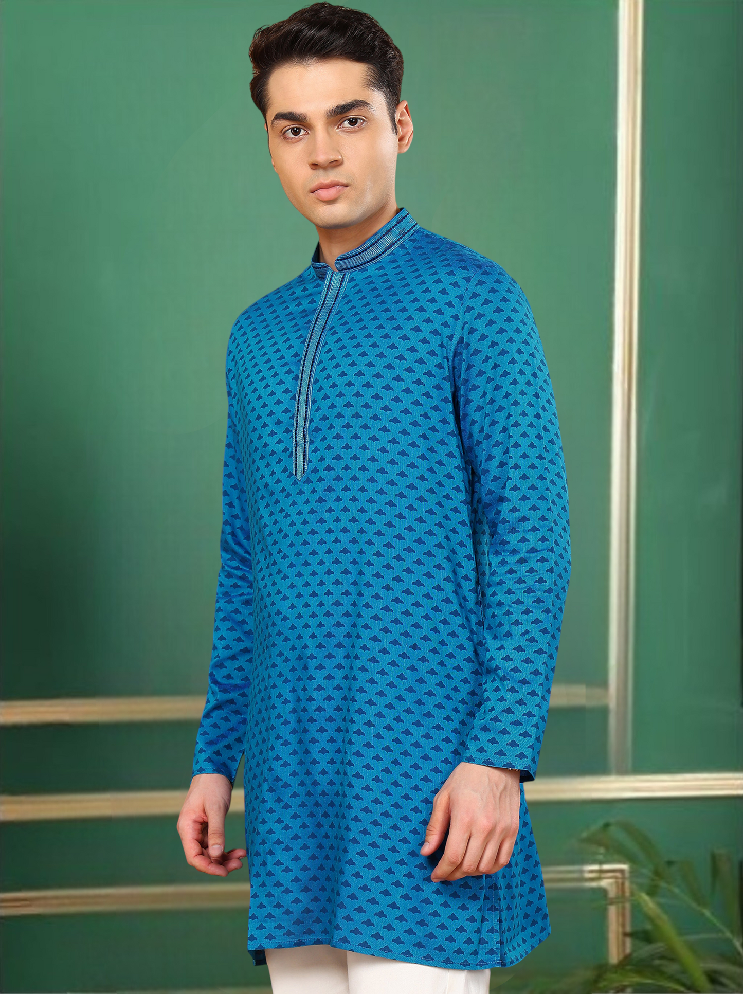 Tattva Men Geometric Printed Short Kurta