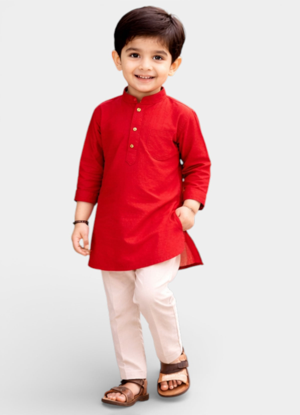 TATTVA Boys Cotton Solid Ethnic Kurta