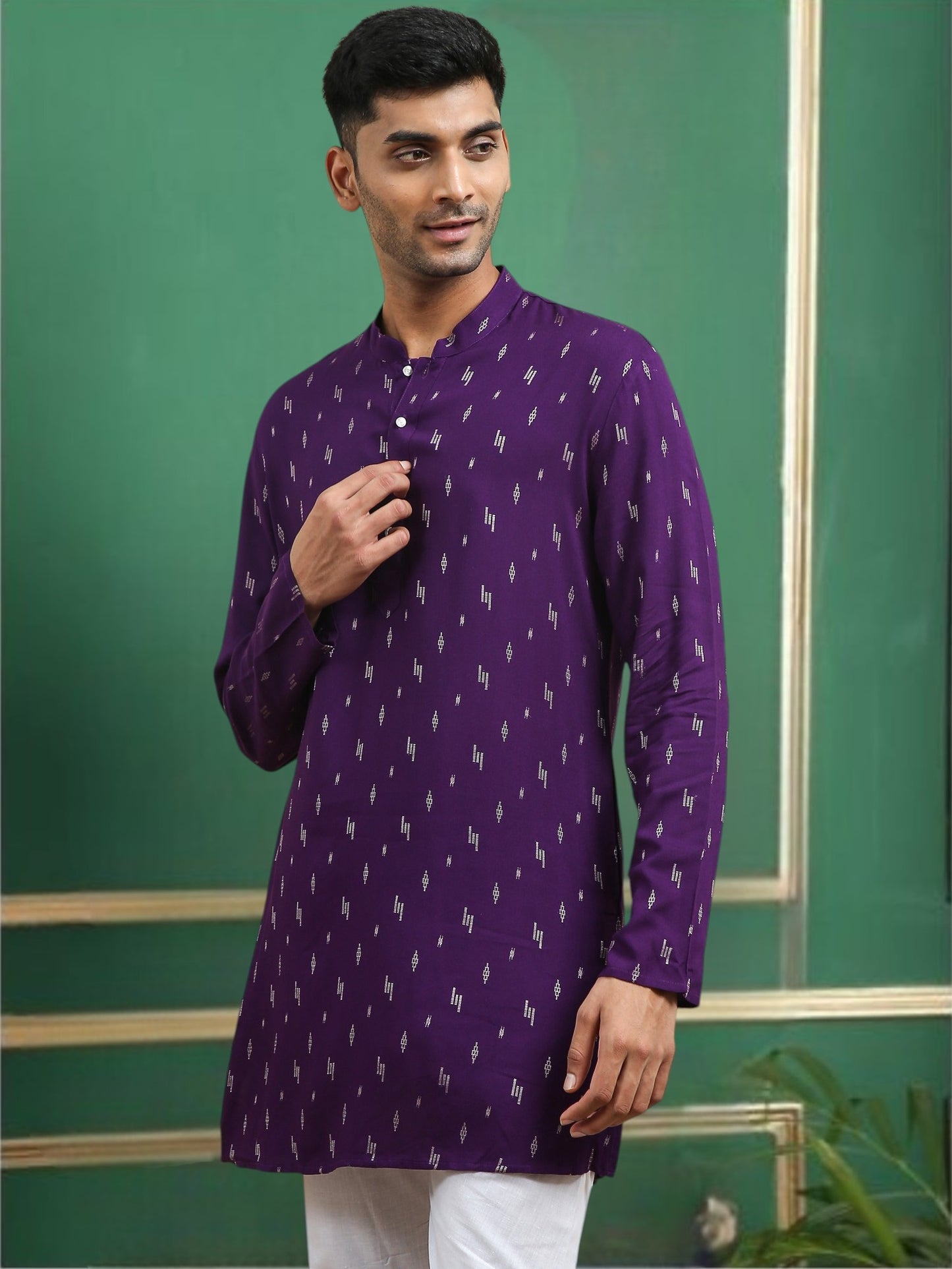 Tattva Violet Toned Printed Cotton Short Kurta