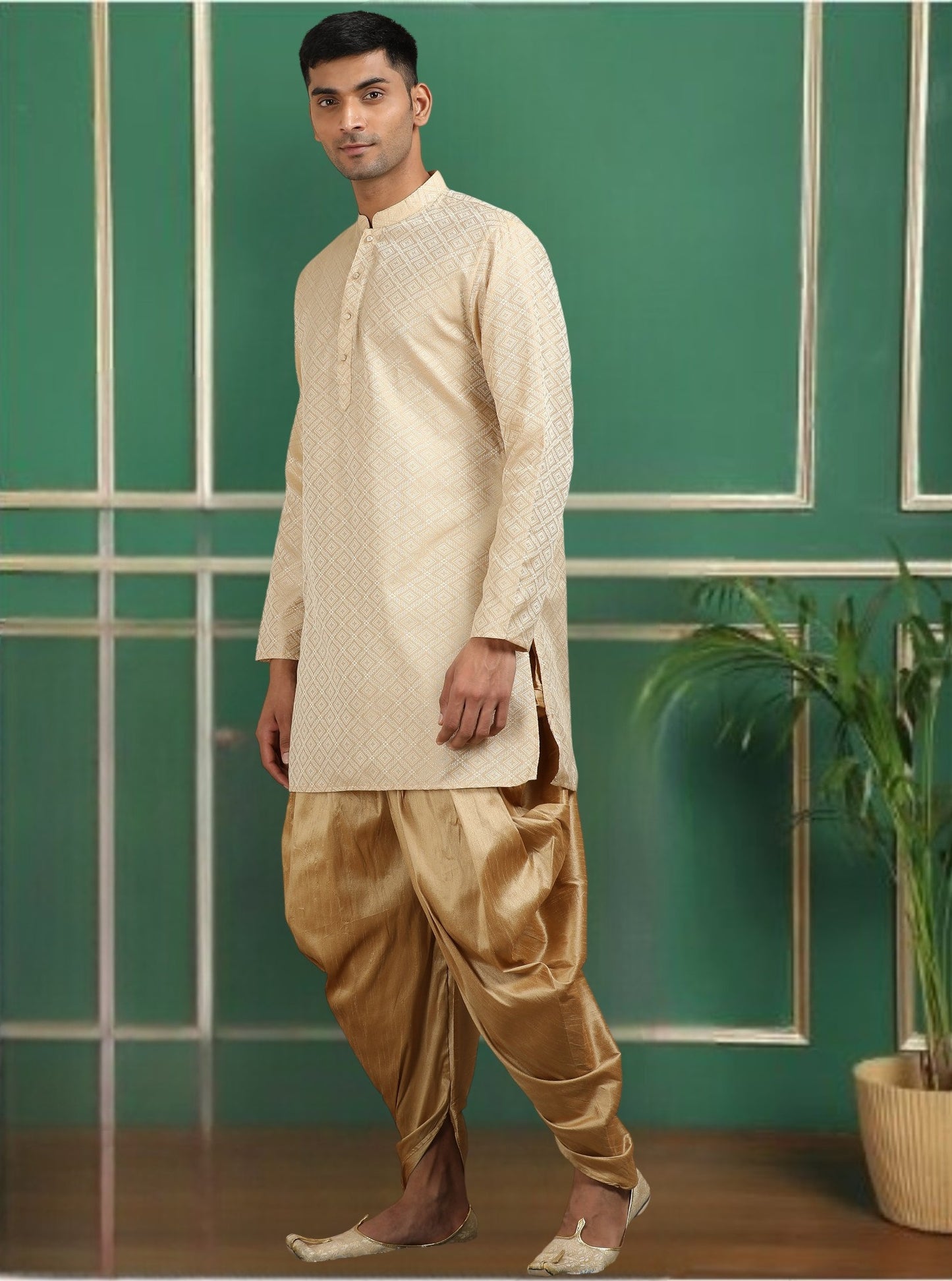 Tattva Bronze Toned Jacquard Short Kurta
