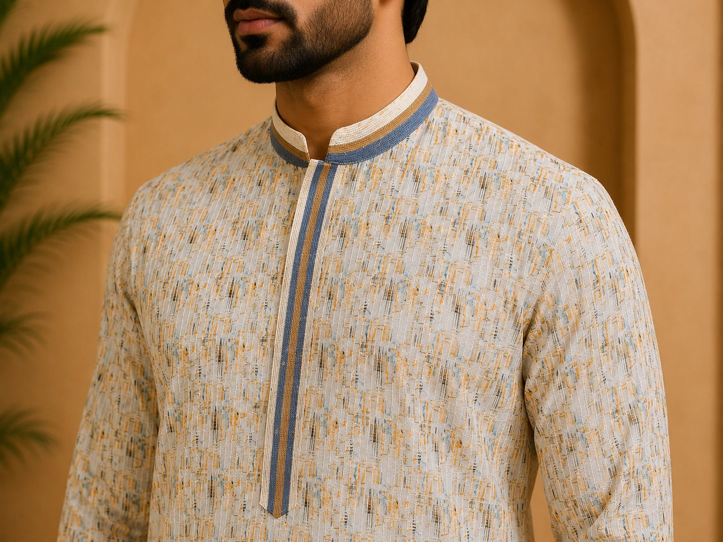 Tattva Men's Embroidered Thread Work Sequinned Kurta