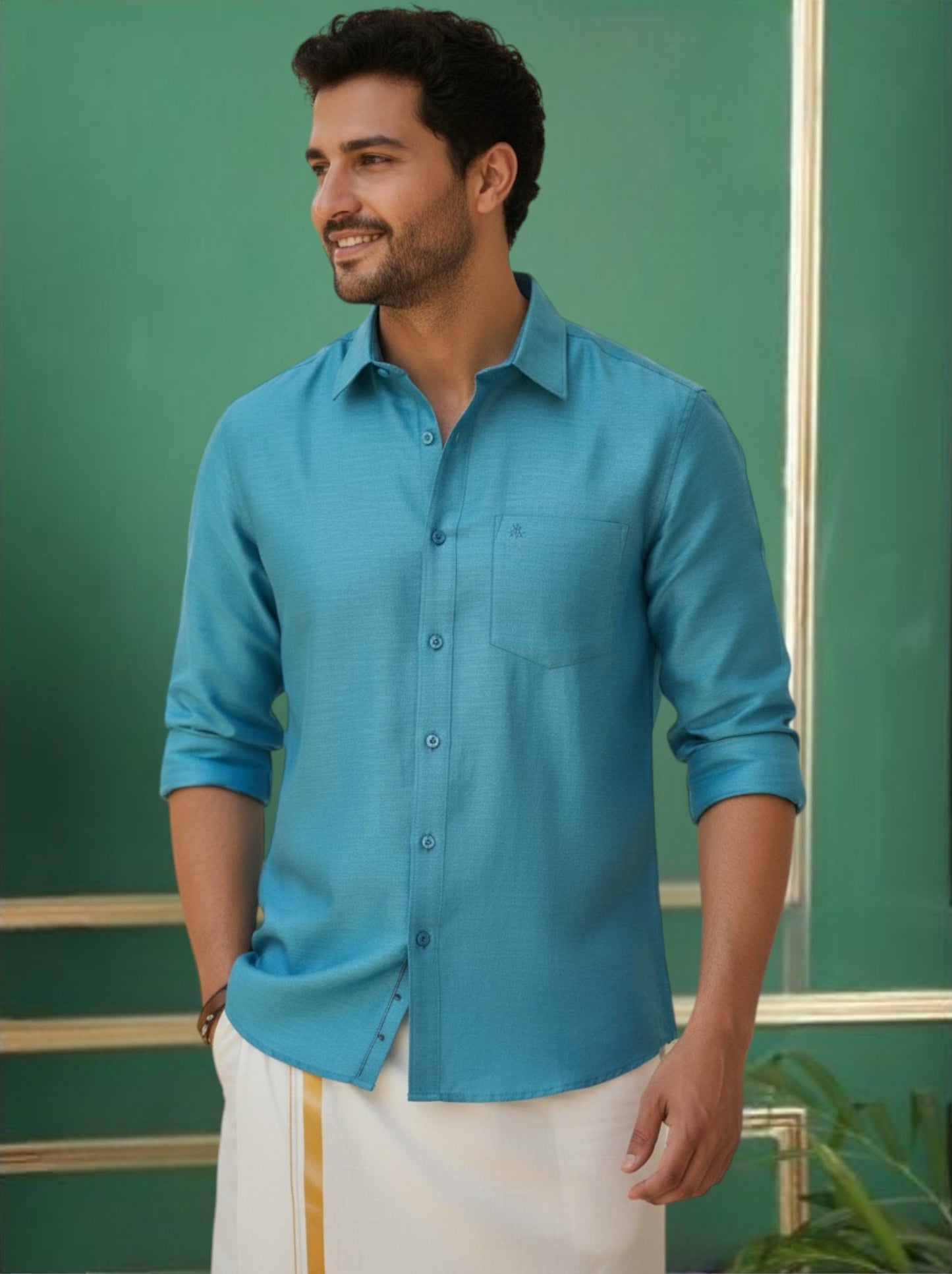 Tattva Men Slim Fit Solid Cut Away Collar Formal Shirt