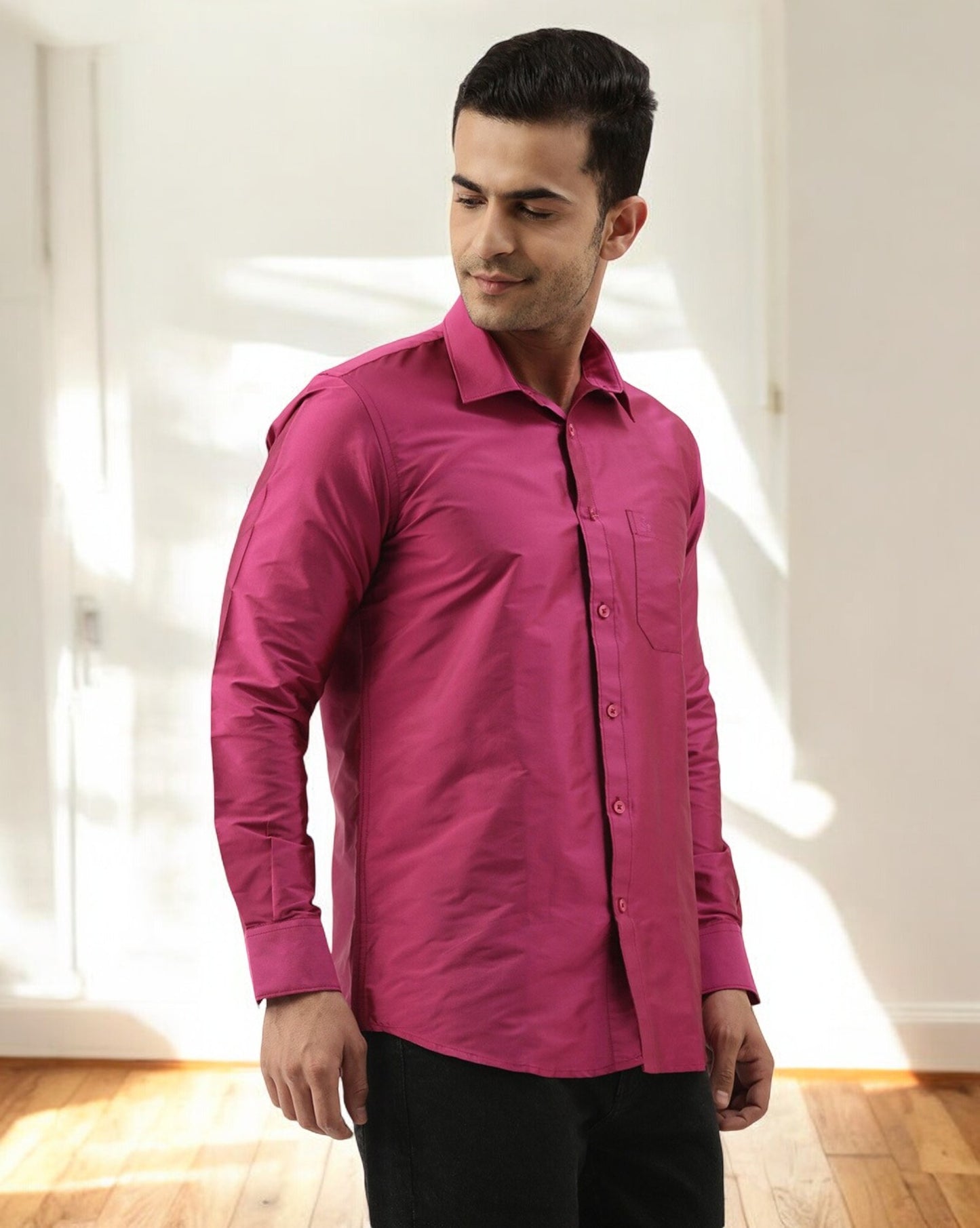 Tattva Pink Solid Regular Shirt