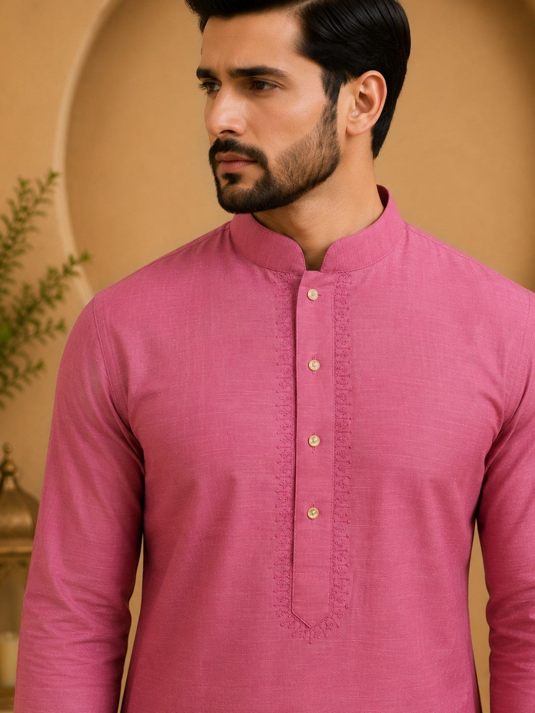 Tattva Men Embroidered Solid Short Kurta