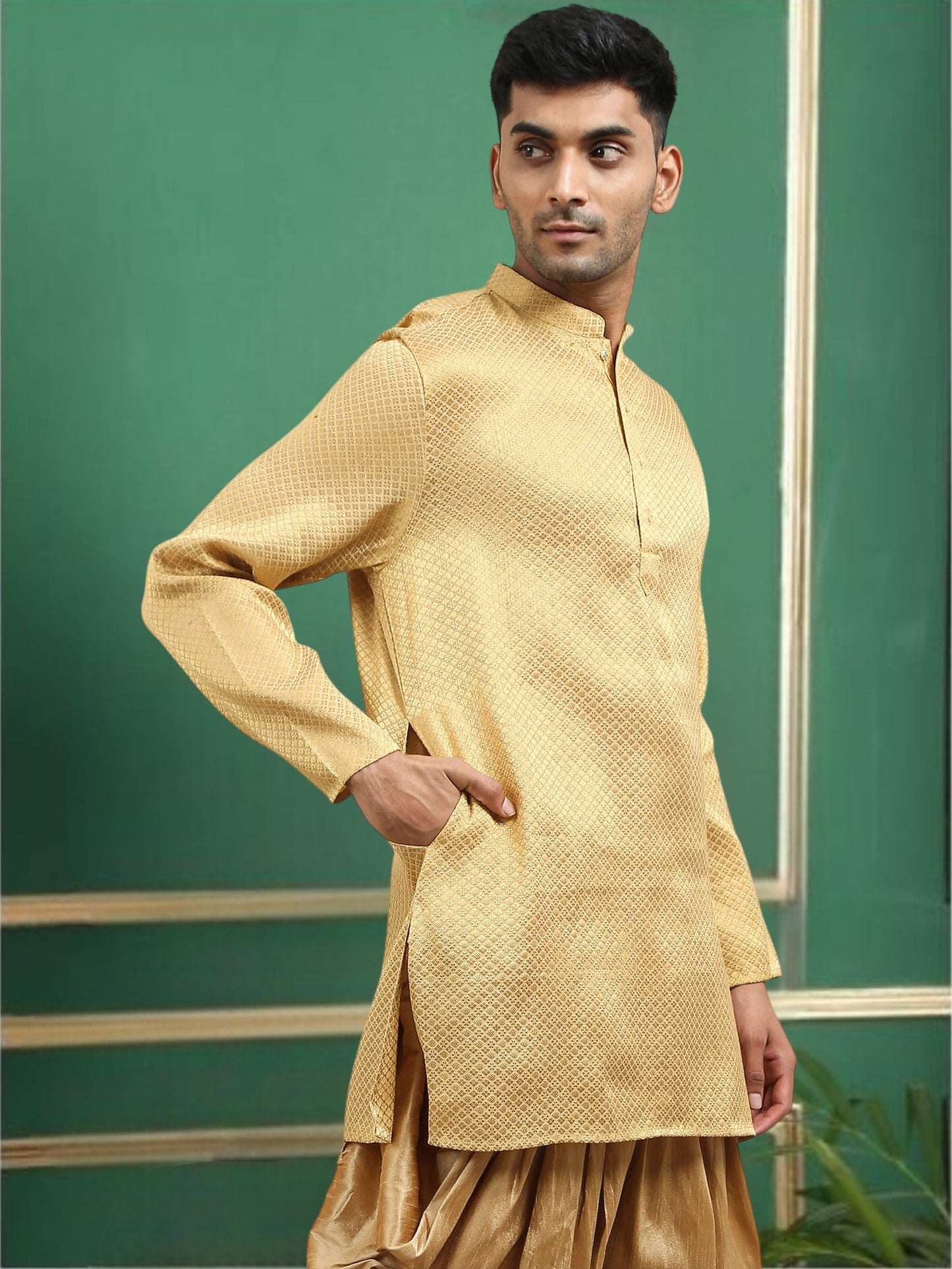 Tattva Honey Toned brocade Polyster Short Kurta