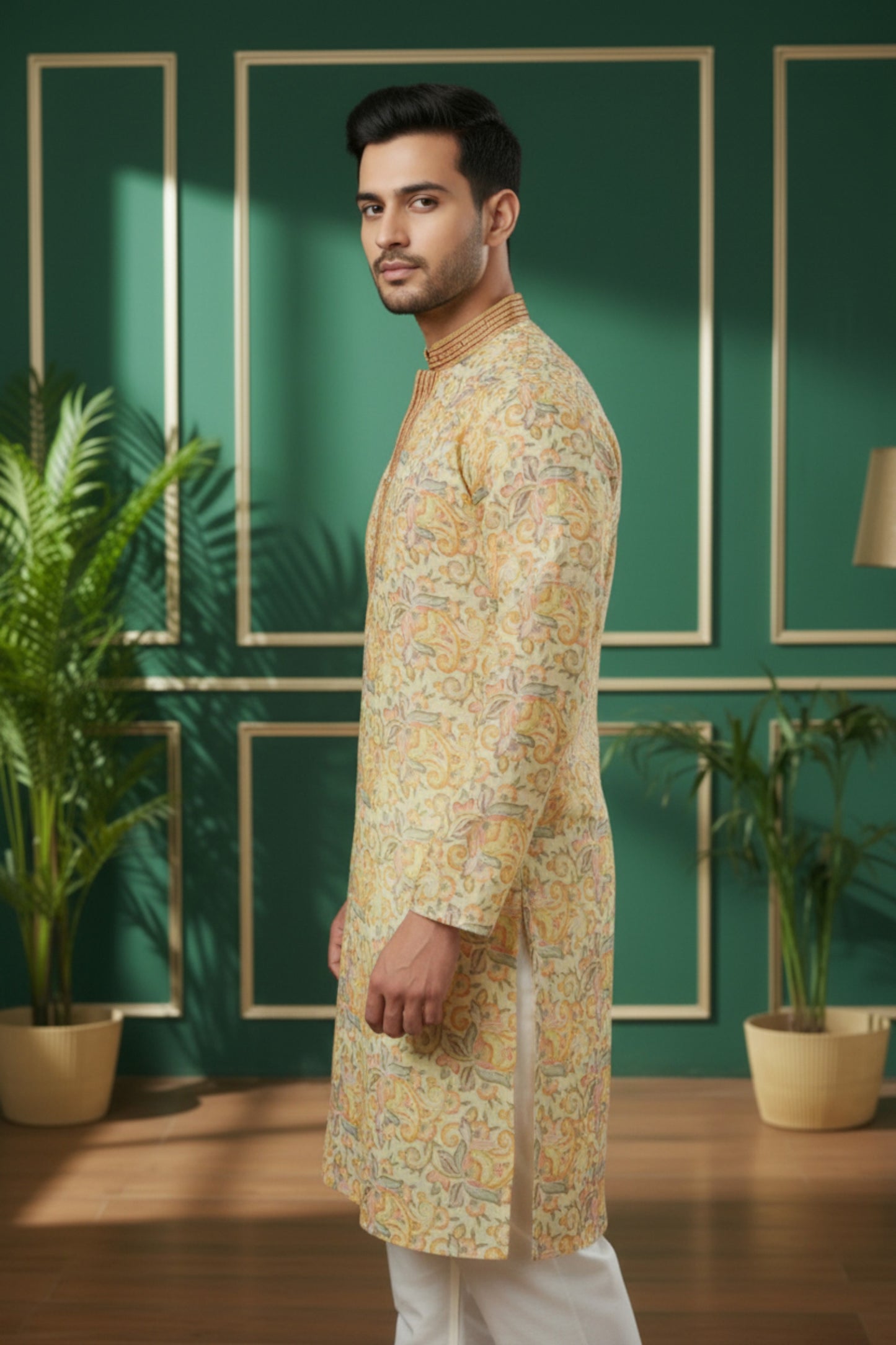 Tattva Men Applique Threadwork Short Kurta