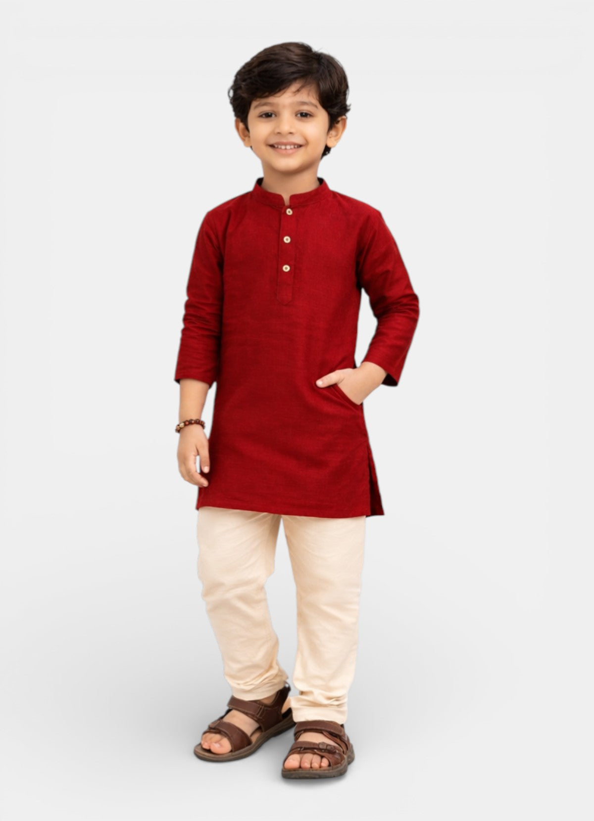 TATTVA Boys Cotton Solid Ethnic Kurta