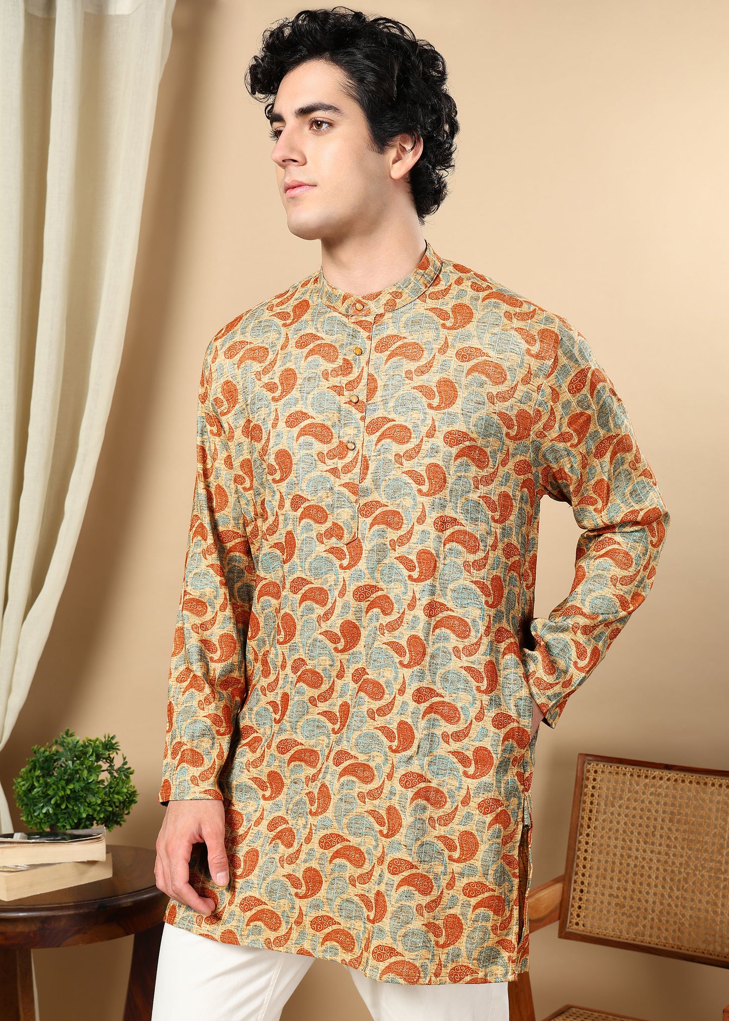 Tattva Bronze Printed Short Kurta