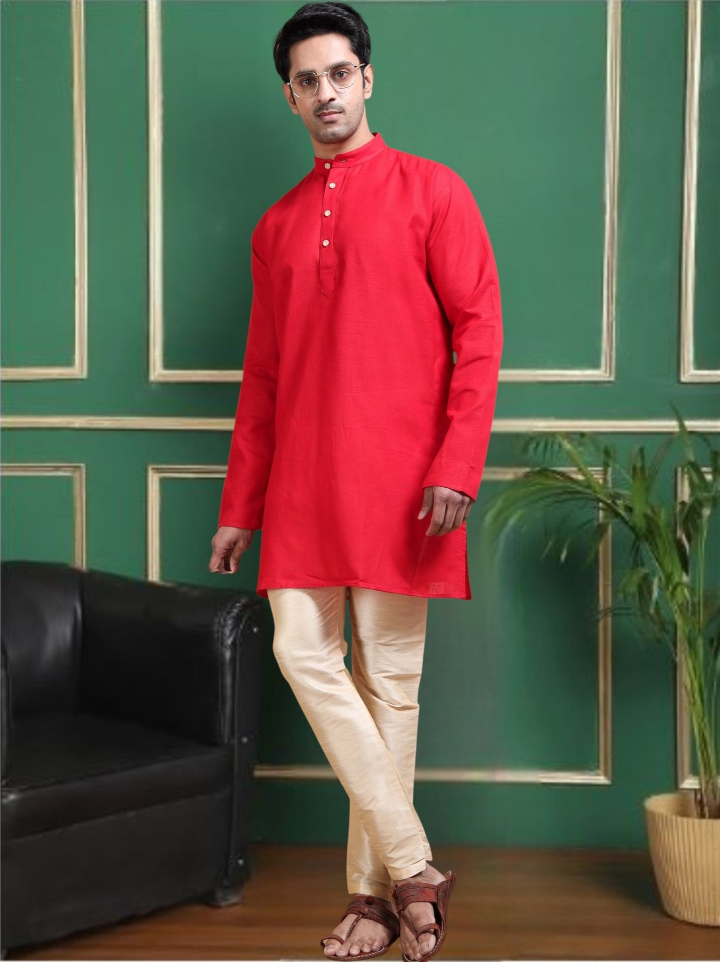 Tattva Solid Mandarin Collar Short Kurta