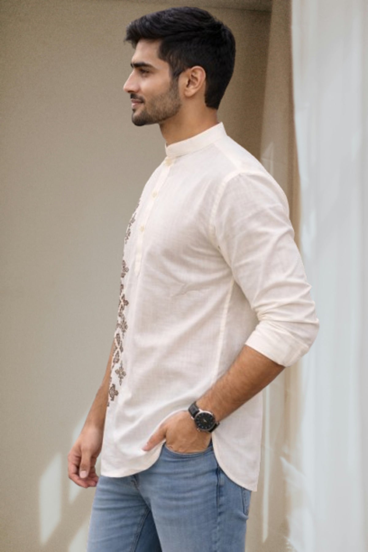 Tattva Men Premium Cotton Printed Straight Kurta